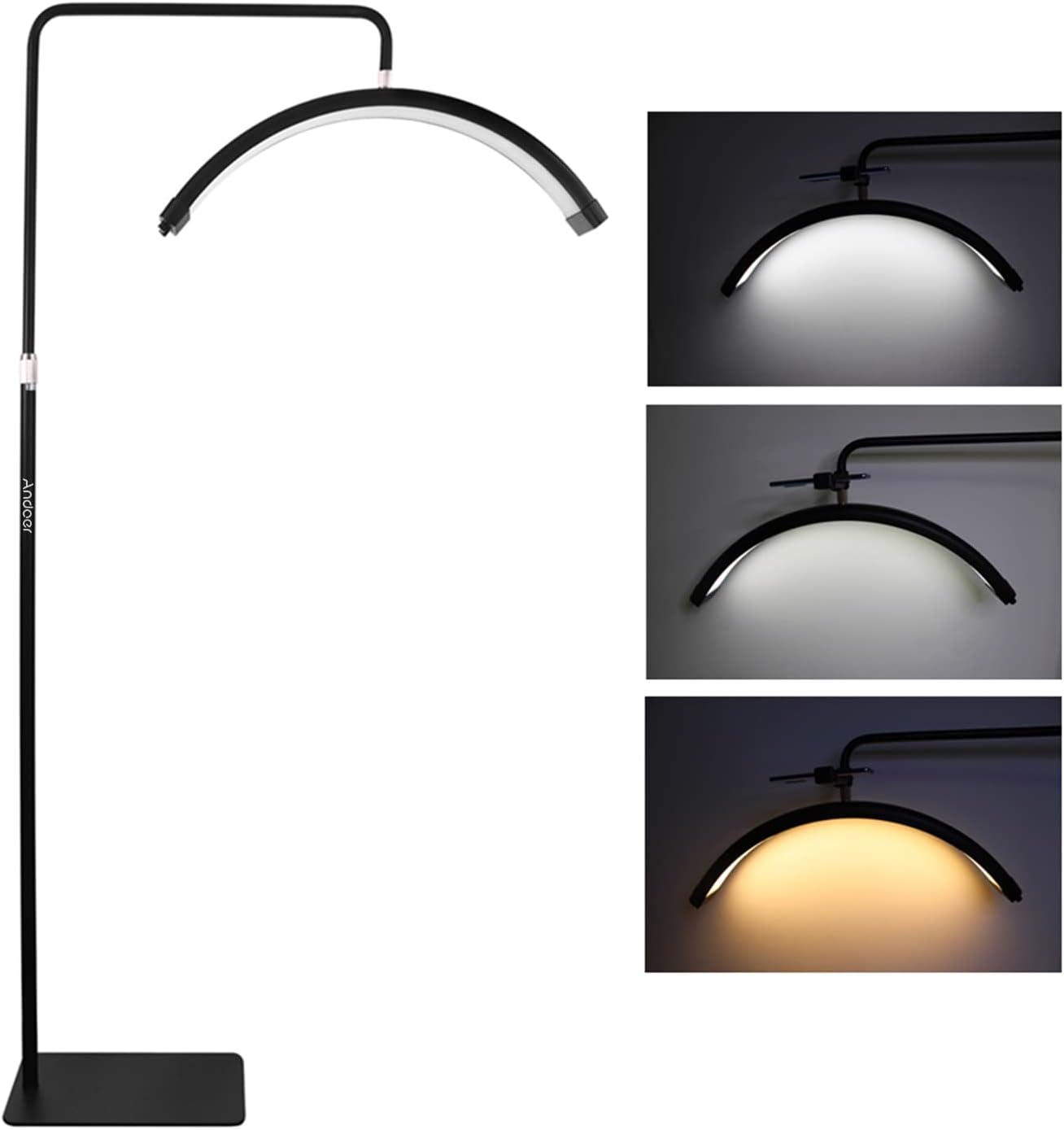 Luz LED de piso regulable 3200-5600 K 36 W , estilo media luna – Andoer HD-M6X