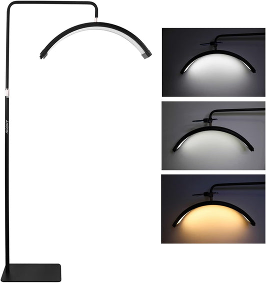Luz LED de piso regulable 3200-5600 K 36 W , estilo media luna – Andoer HD-M6X