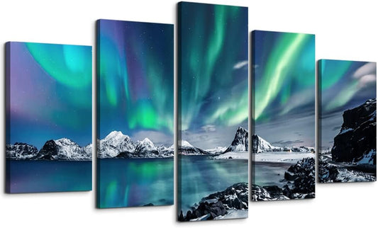 Canvas decorativo paisaje azul aurora 120 × 80 cm – Arte mural grande