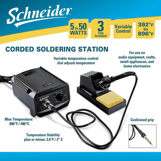 Estación de Soldadura Ajustable de 5-50 W – Precisión para Electrónica y Reparaciones. SCHNEIDER