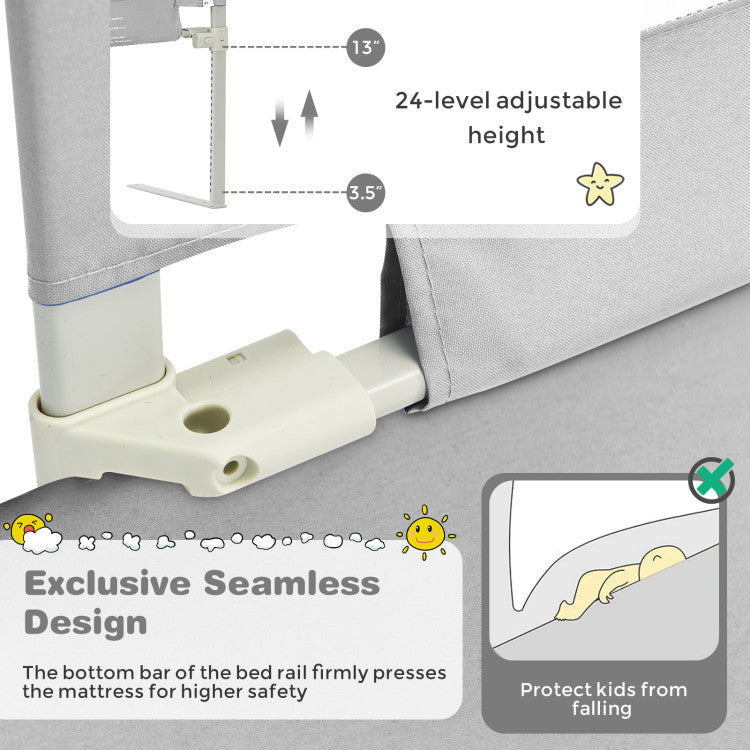 Baranda para cama de niño, elevable 145 × 25 × 102 cm con seguro doble – Costway