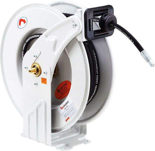 Manguera de aceite con carrete retráctil, de 1/2 pulgada, 15 metros, SAE100R1AT 2320 MAX PSI. ReelWorks