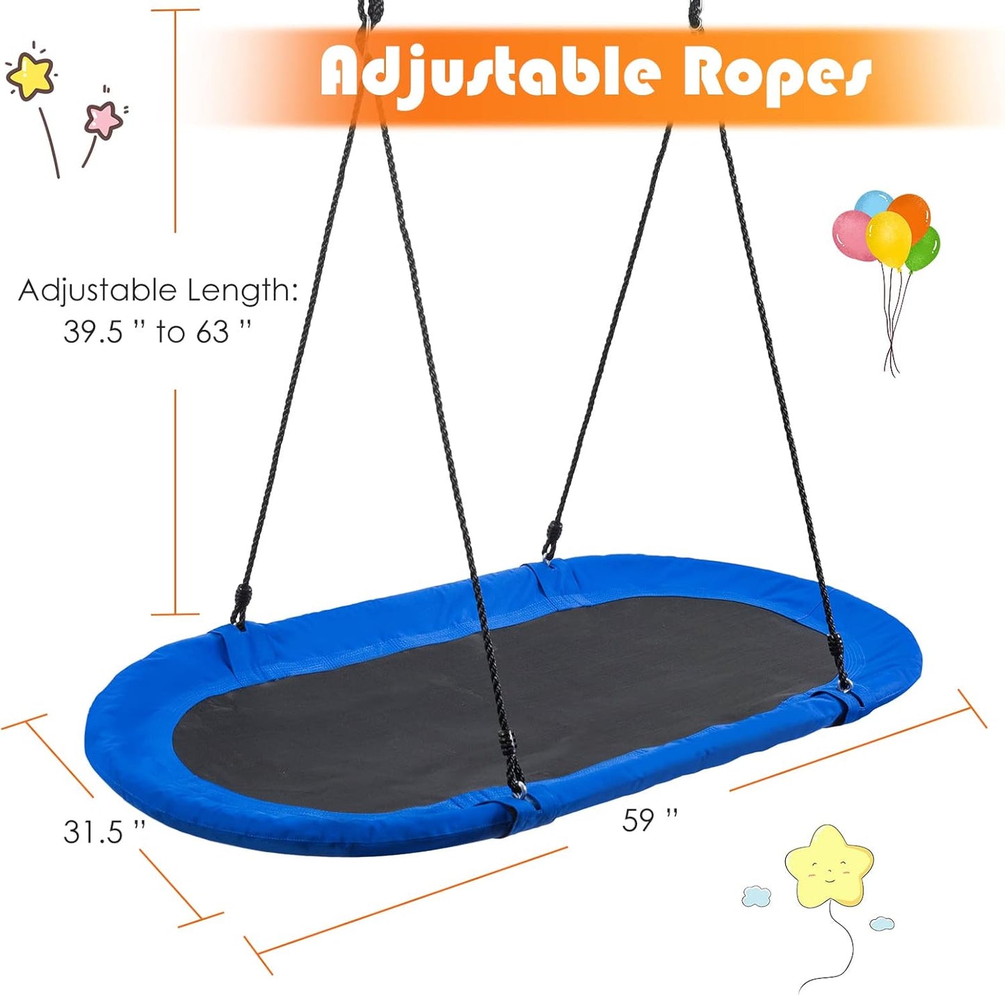 Columpio para niños “Flying Saucer” ovalado 152 cm plataforma impermeable – ARLIME