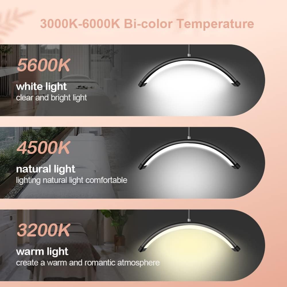 Luz LED de piso regulable 3200-5600 K 36 W , estilo media luna – Andoer HD-M6X