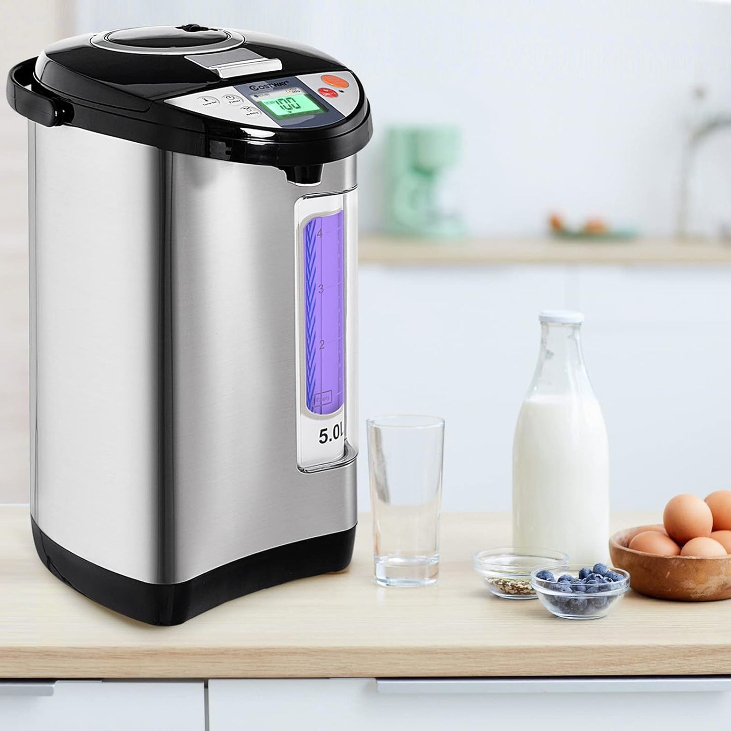 Dispensador de Agua Caliente Eléctrico COSTWAY 5 L – Hervidor con Control de Temperatura