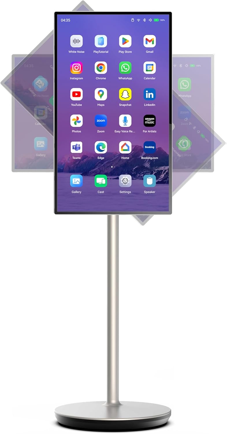 Tótem/Pantalla inteligente, táctil y móvil de 32″, UHD 4K Android 13, batería recargable. GTUOXIES
