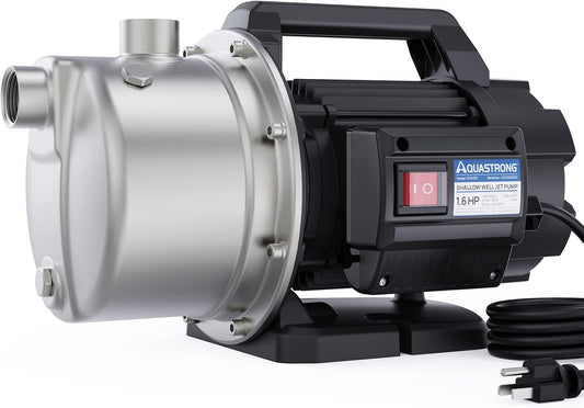 Bomba portatil para riego de 1.6 HP, 1320 GPH, 115 V, de pozo poco profundo. Aquastrong