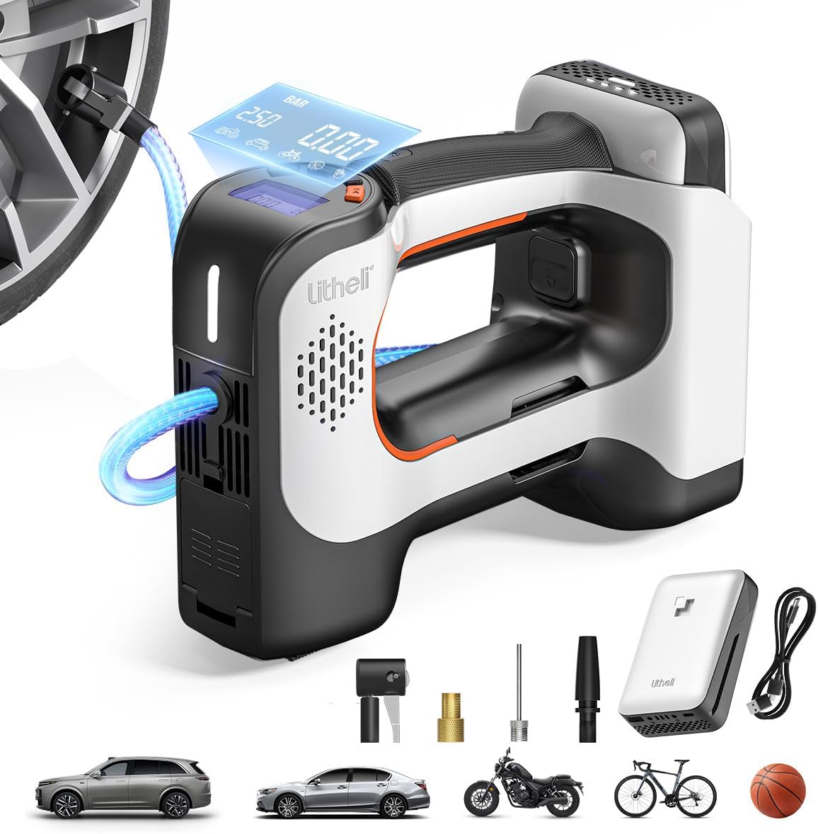 Compresor de Aire Inalámbrico y Power Bank Litheli U20 20V 150 PSI