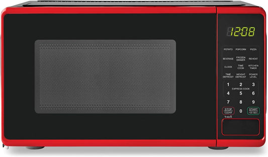 Microondas de 0.7, disponible en rojo con negro. Mainstays