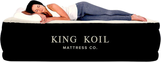Colchón inflable de lujo tamaño queen, alto, con inflador integrado. King Koil