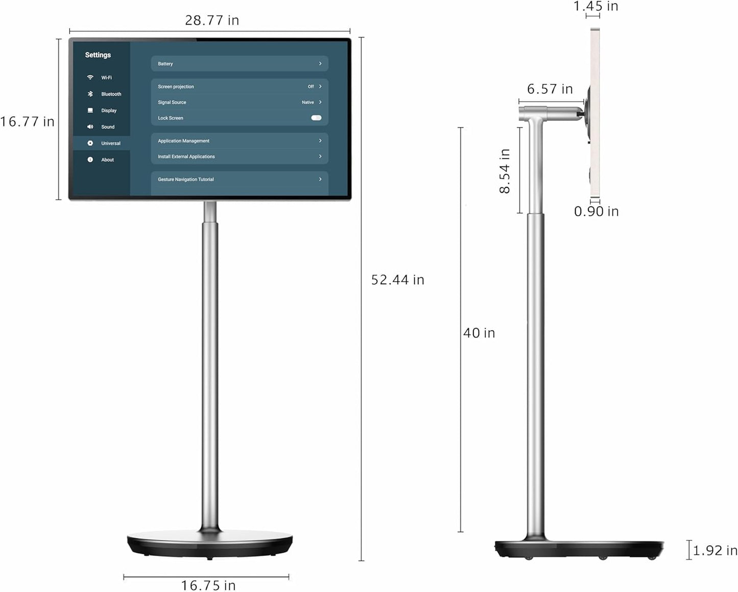 Tótem/Pantalla inteligente, táctil y móvil de 32″, UHD 4K Android 13, batería recargable. GTUOXIES