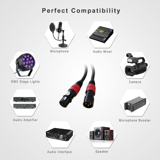 Cables XLR, Cables Canon, cable de microfono e iluminación de 7.5 metros con conectores chapados en oro