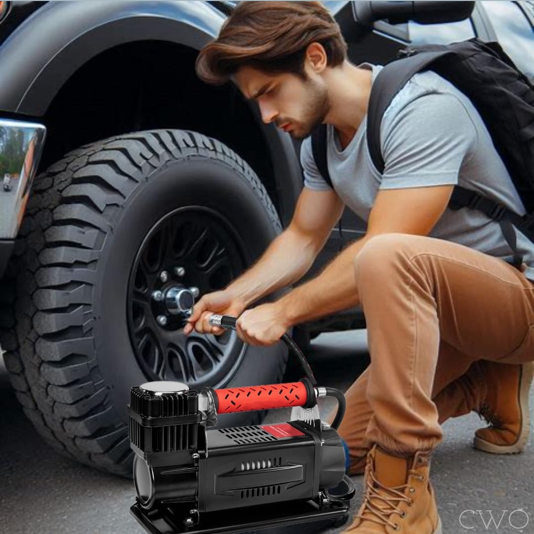Inflador de Aire 12 V – Alto Rendimiento 125 PSI con Manguera y Bolsa de Transporte. MADDOX