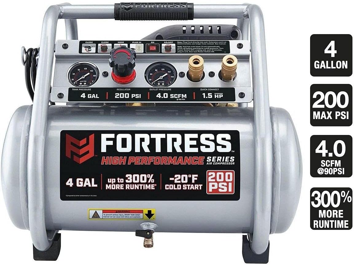 Compresor de Aire Portátil  de 4 Galones (15L) 200 PSI, 4.0 SCFM, 1.5HP. FORTRESS