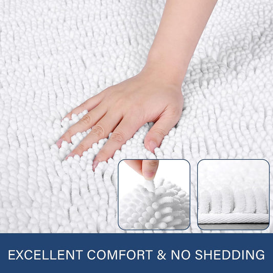 Alfombra de baño afelpada, absorbente ylavable 152cms x 61cms. color blanco