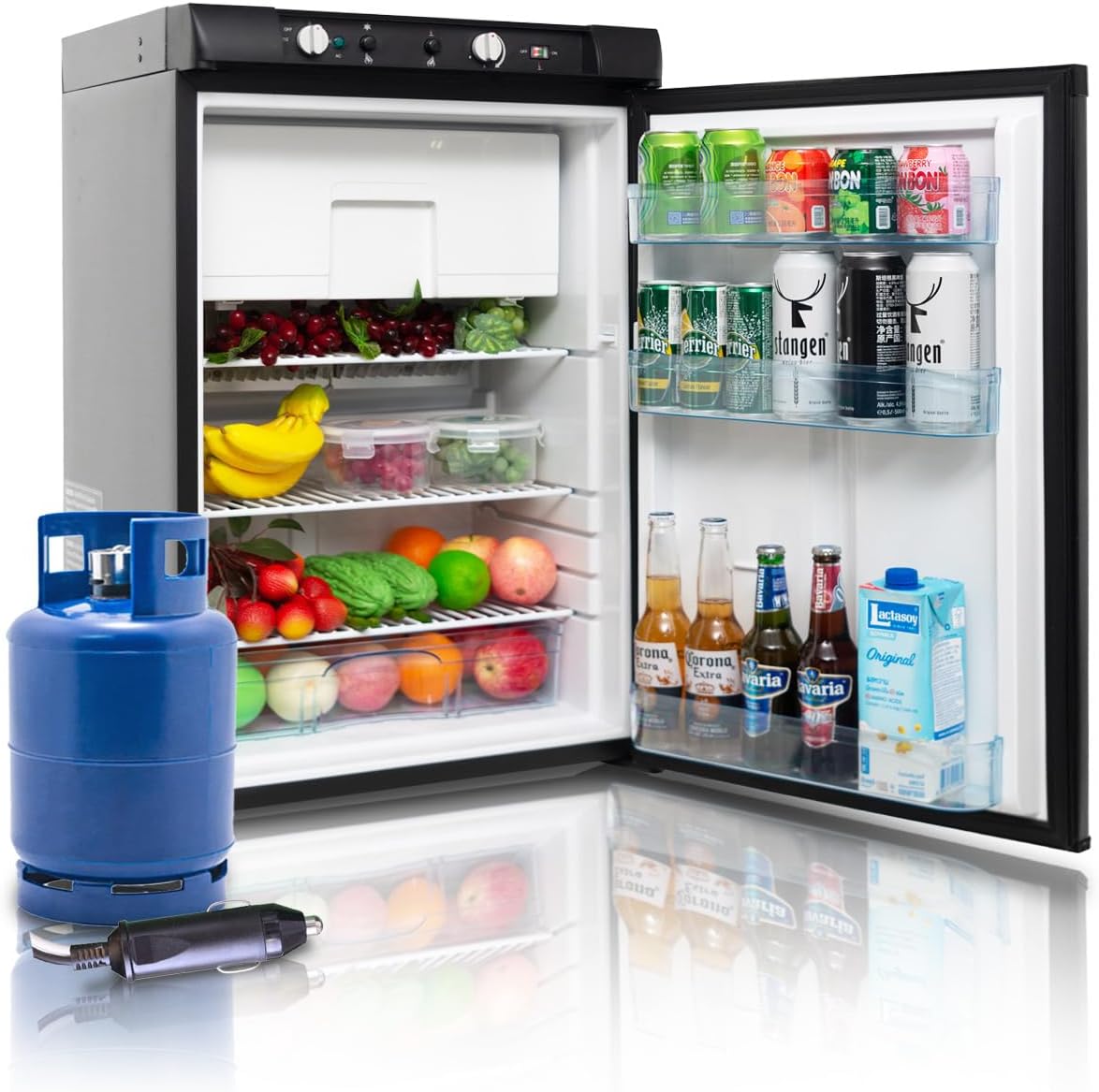 Refrigeradora de Gas de 3.5 pies cubicos, funciona con Gas Propano/12V ó corriente 110V. SMETA