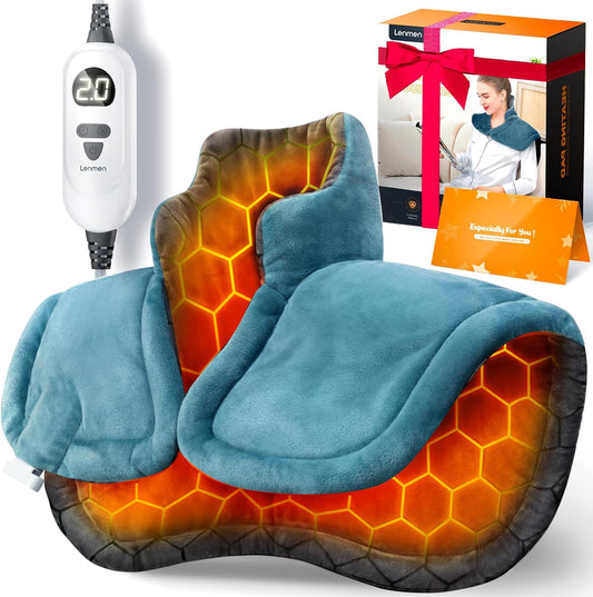 Almohadilla térmica con infusión de grafeno, pesada para cuello y hombros con 6 opciones de calor
