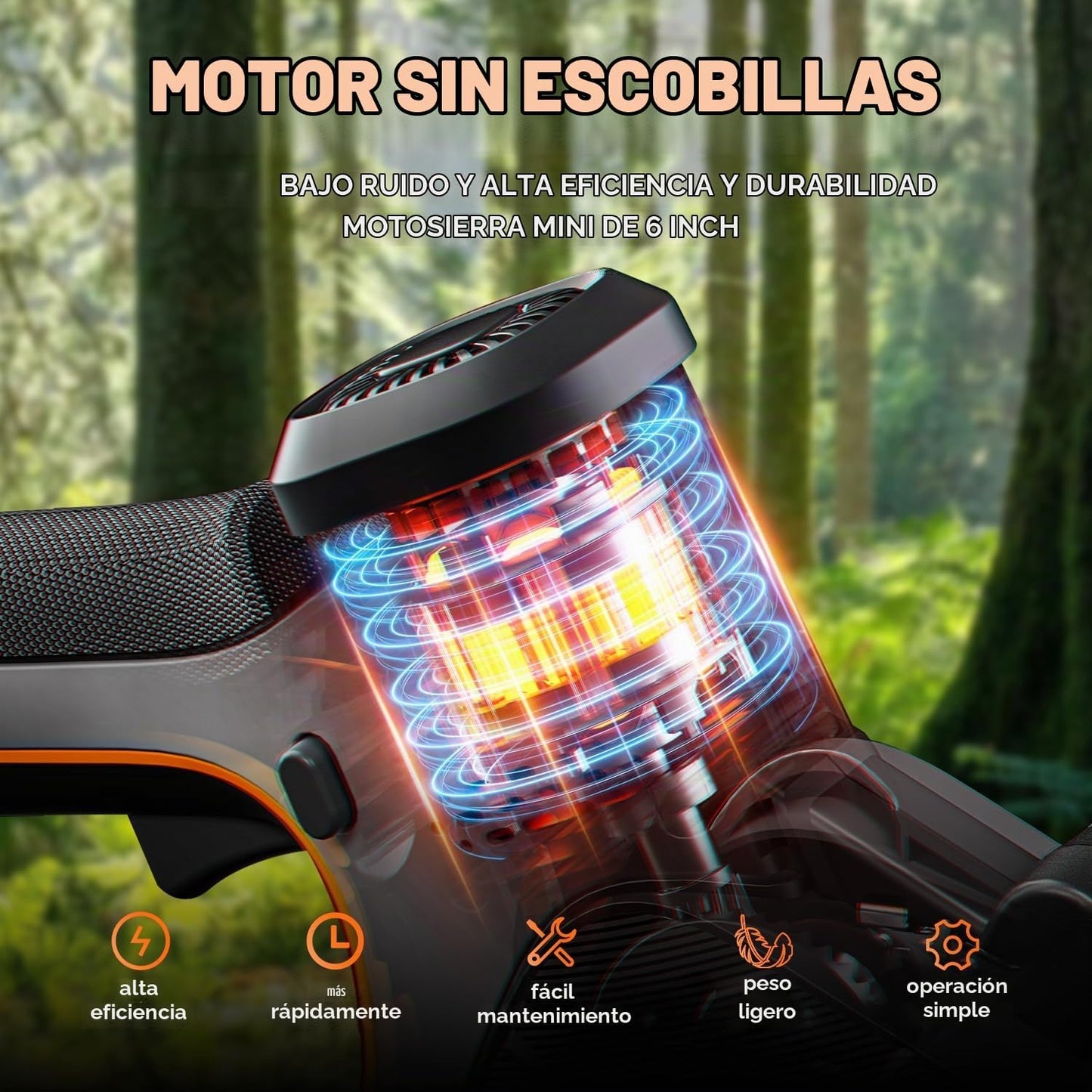 Motosierra Inalámbrica para jardinería, batería de 20V. Litheli