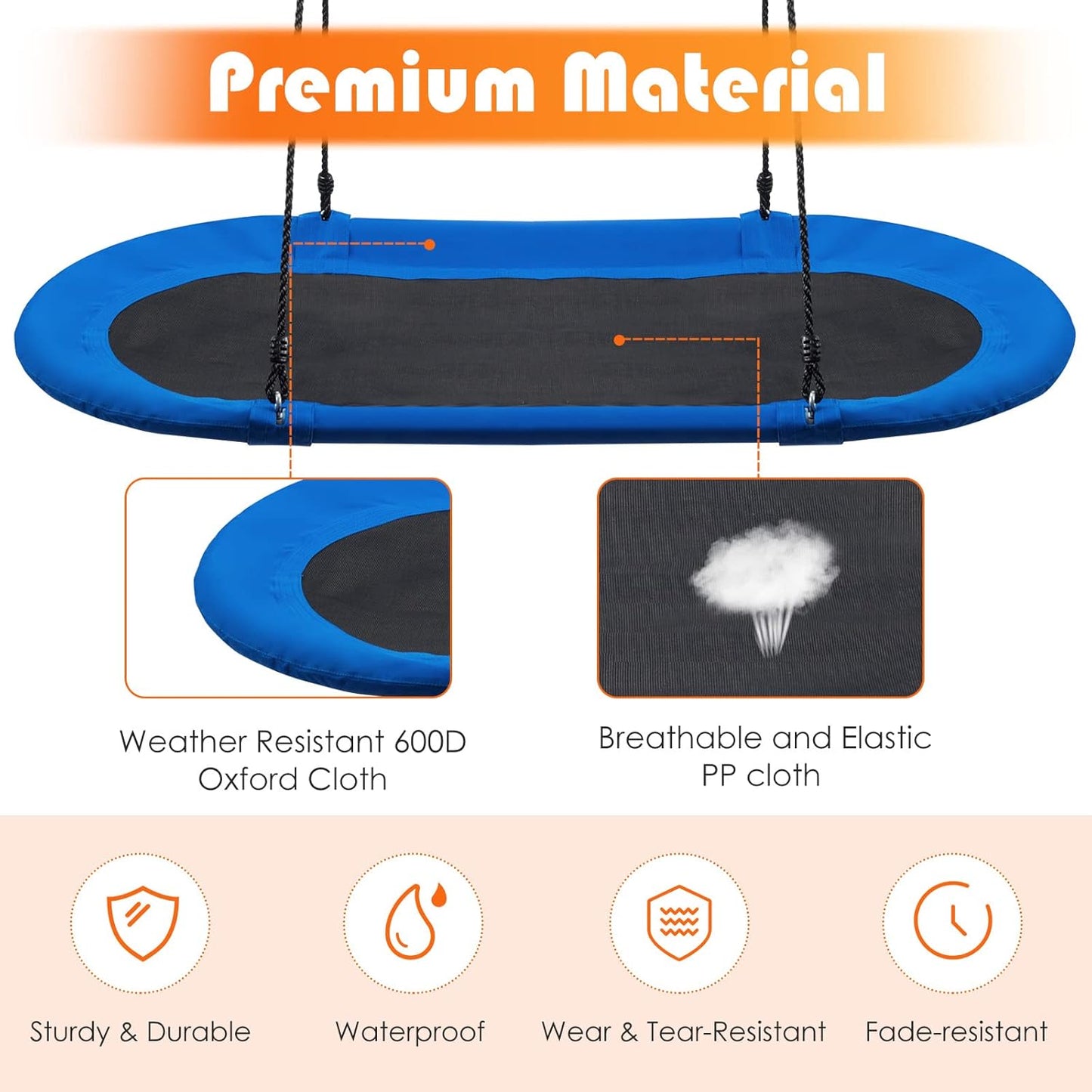 Columpio para niños “Flying Saucer” ovalado 152 cm plataforma impermeable – ARLIME