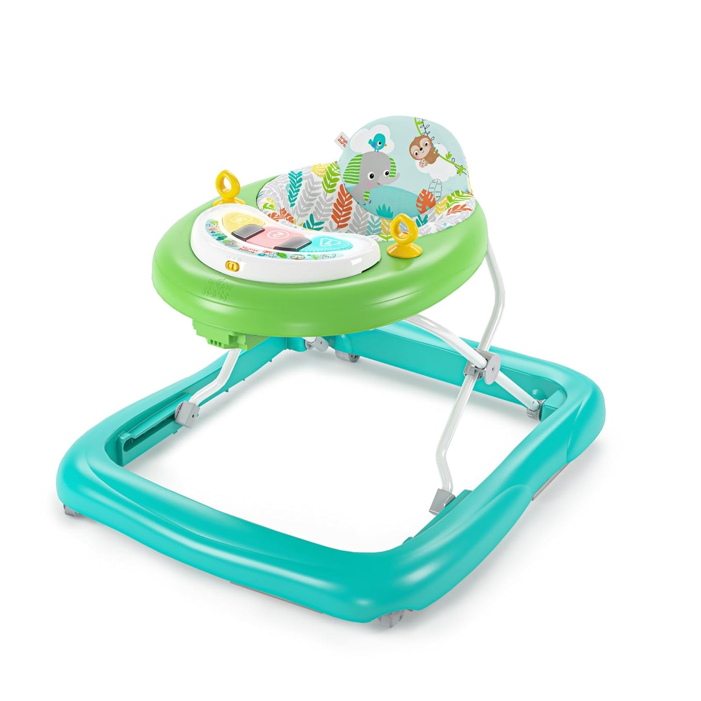 Caminadora para bebés 2-en-1 Tiny Trek Jungle Vines, altura ajustable y piano desmontable – Bright Starts