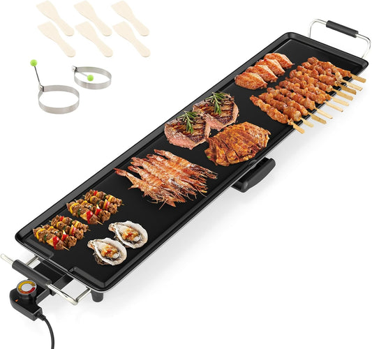 Parrilla Teppanyaki extraancha de 90cms con superficie antiadherente y temperatura ajustable. COSTWAY
