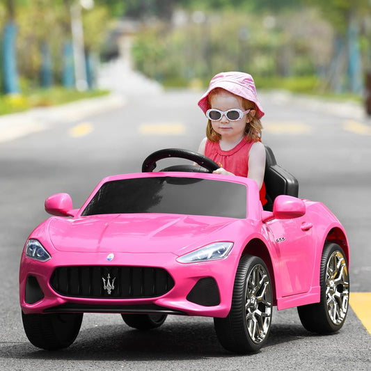 Auto eléctrico para niña, rosado con control remoto 12V 120×65×55 cm – Licenciado Maserati