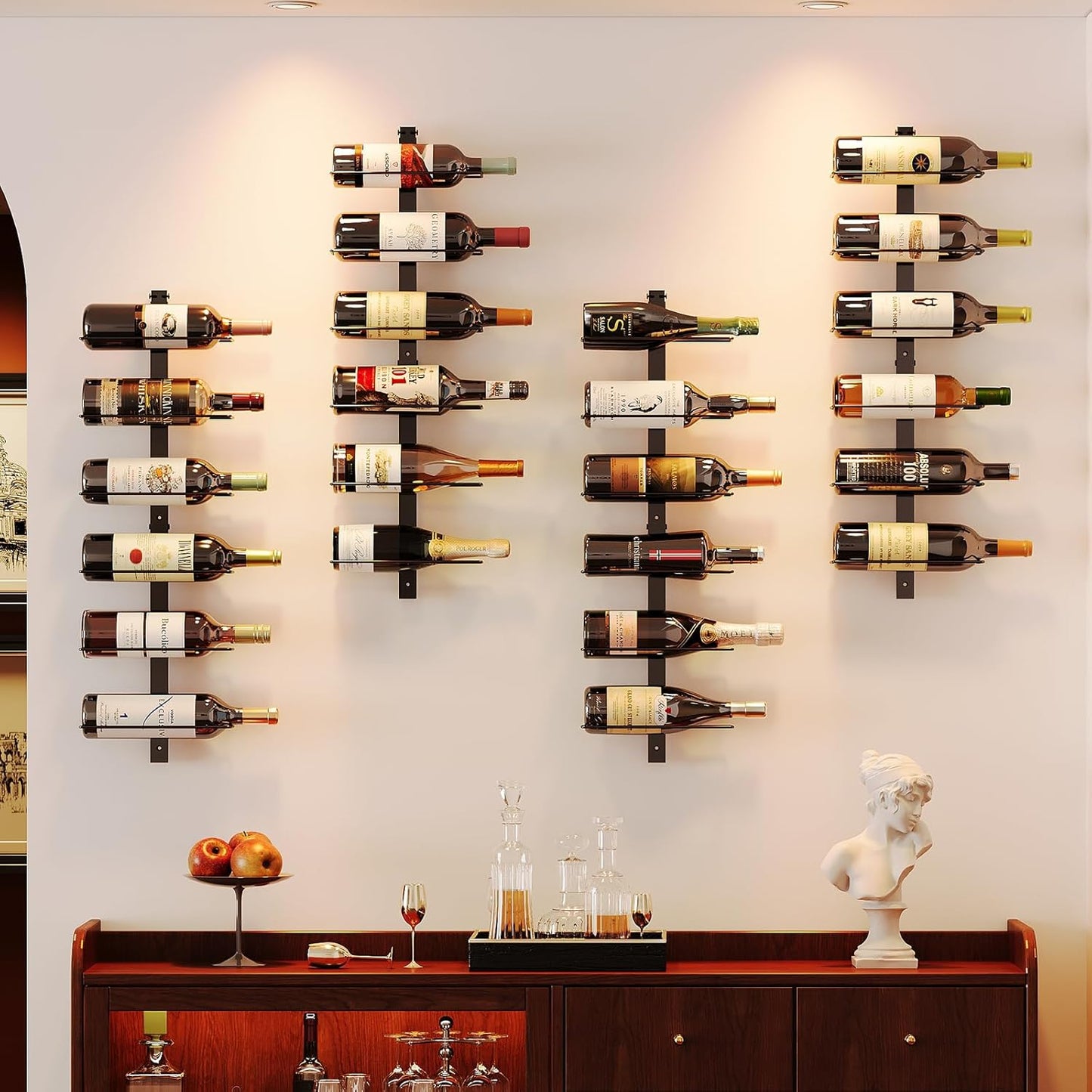 Estantes de pared para vinos, con soporte para 12 botellas, estructura de metal
