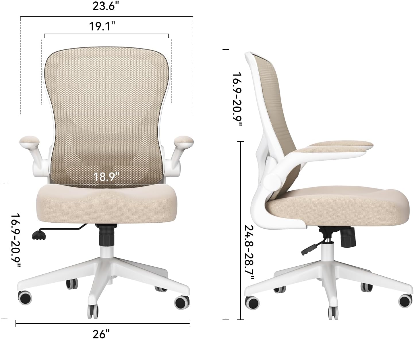 Silla de Escritorio, Ergonómica – Apoyabrazos Abatibles & Lumbar Ajustable