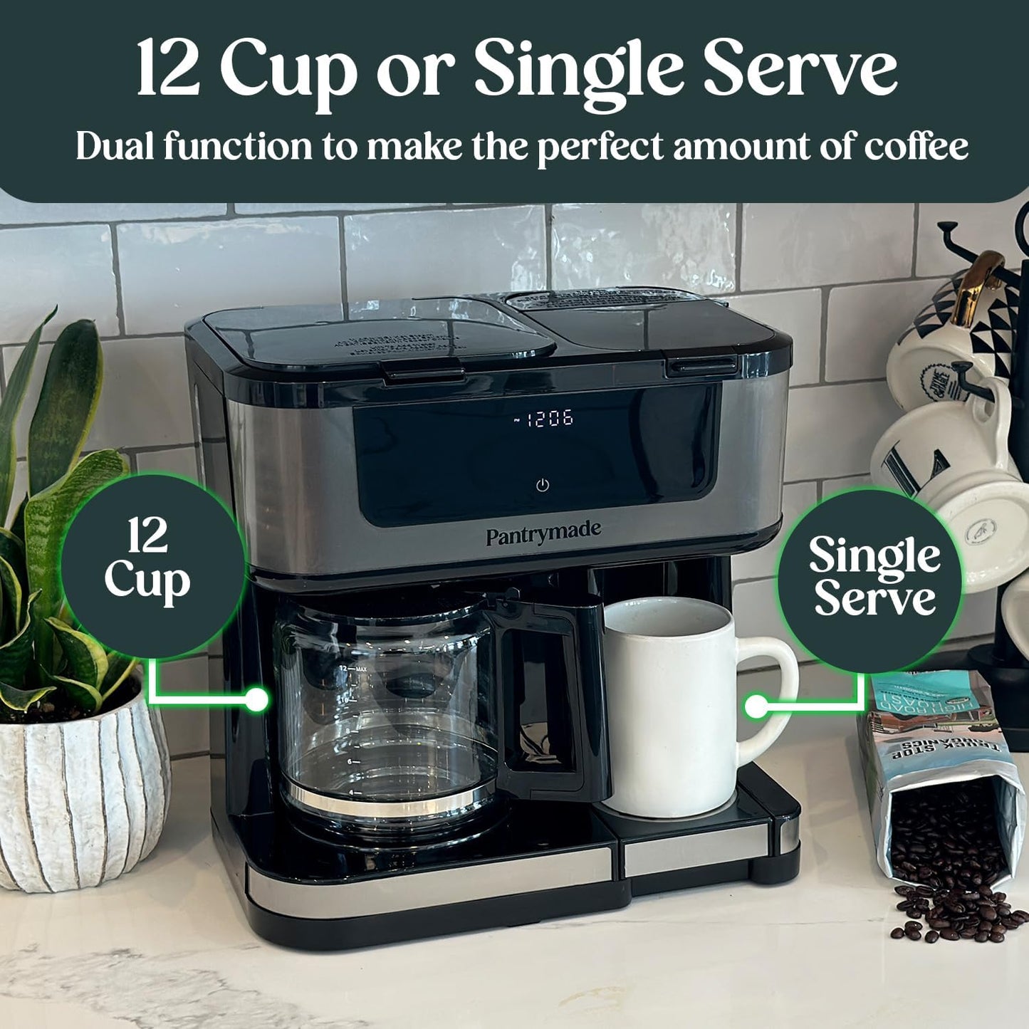 Cafetera Pantrymade Deluxe 12 Tazas + Single Serve