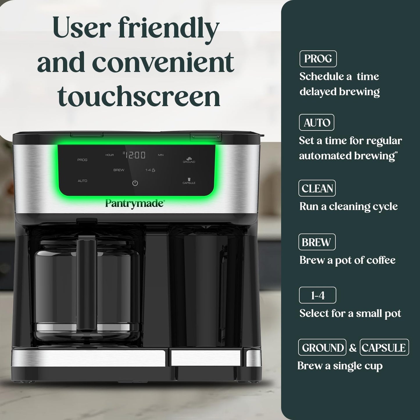 Cafetera Pantrymade Deluxe 12 Tazas + Single Serve