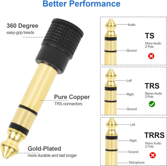 Espiga de 1/4, adaptadores de 3.5 a 1/4, con conectores laminados en oro