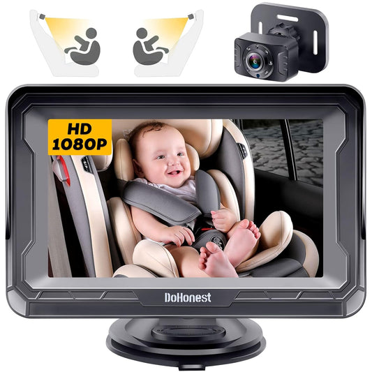 Cámara de Carro para Bebé 1080P – Monitor con Visión Nocturna para Silla Trasera. DoHonest