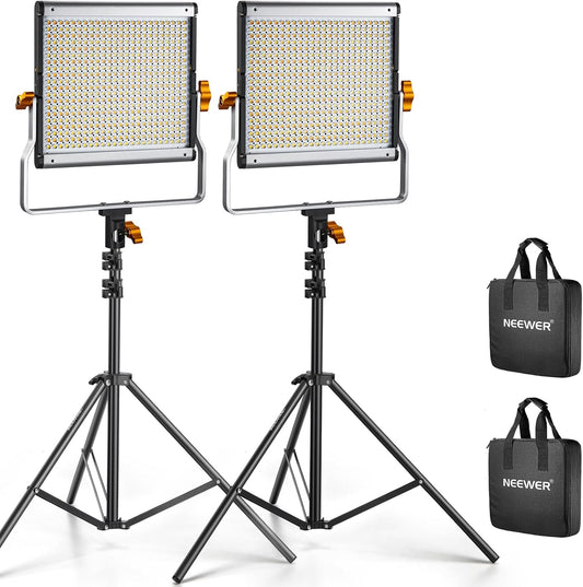 Neewer NL480. Iluminación LED Bicolor Compacta y Versátil. Kit de 2 luces, tripode y estuches