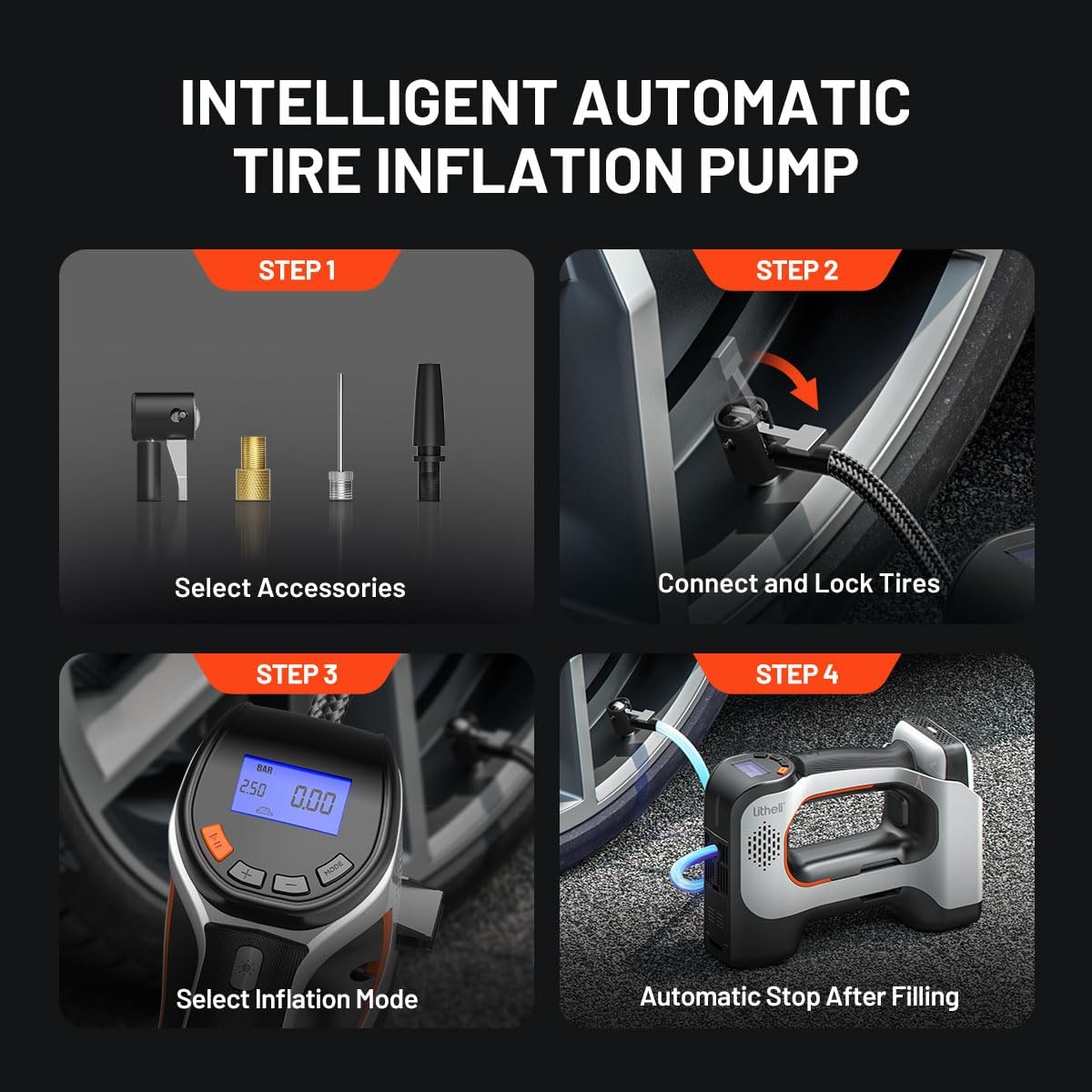 Compresor de Aire Inalámbrico y Power Bank Litheli U20 20V 150 PSI