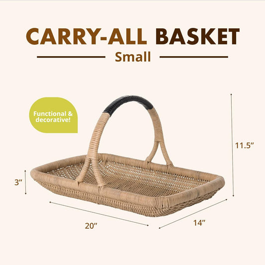 Canasto de mimbre bordeles natural 50.8 × 35.6 × 7.6 cm con asa envuelta en piel – KOUBOO