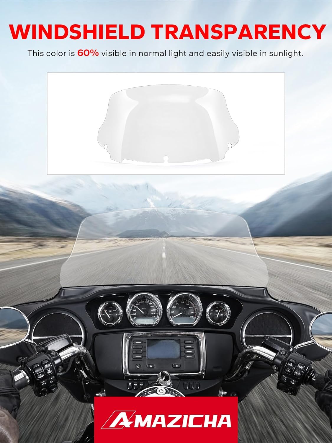 Parabrisas Curveado de 10-pulgadas para Harley Davidson Touring 2014-2023