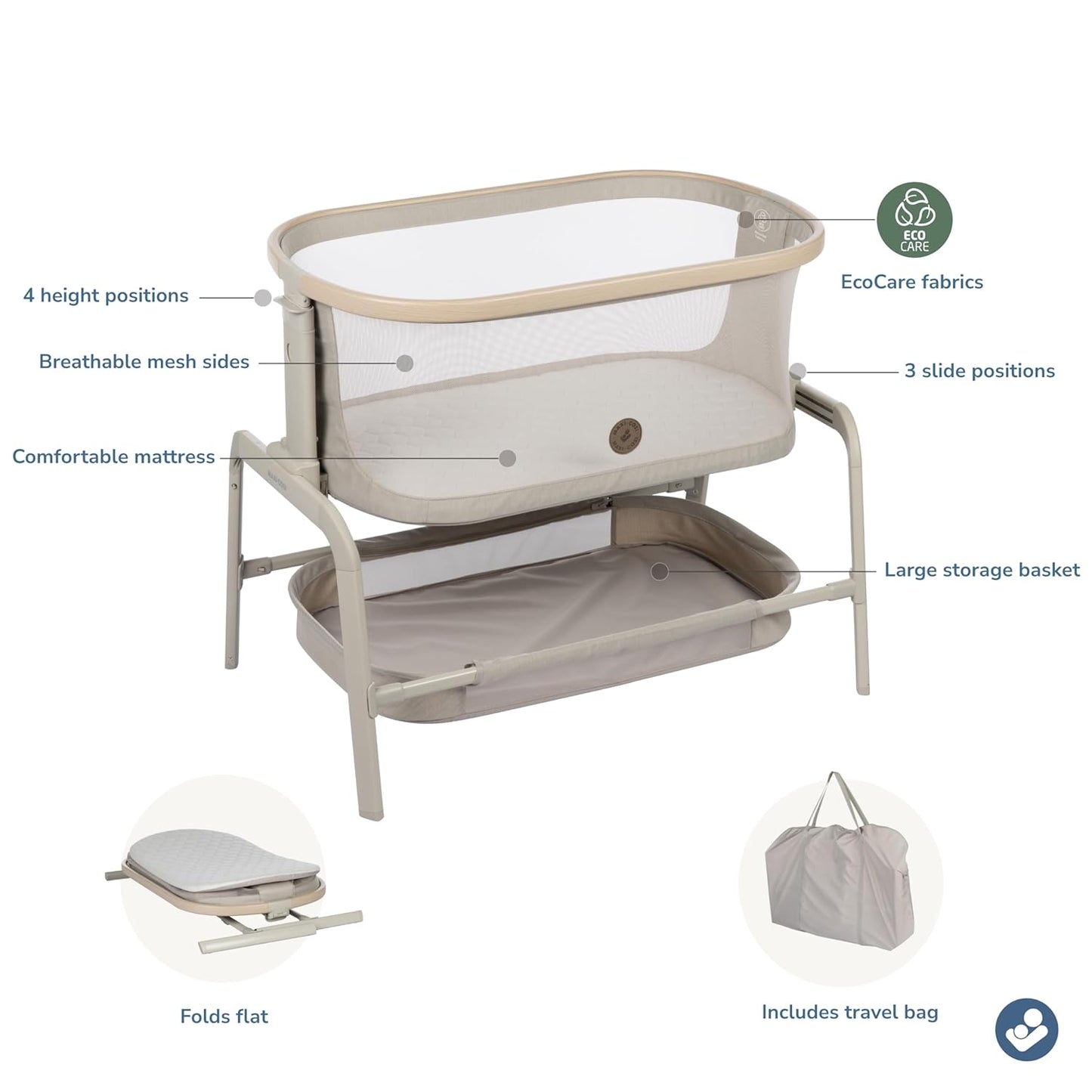 Moises/Cuna de Colecho Iora Adjustable color Classic Oat – Maxi-Cosi