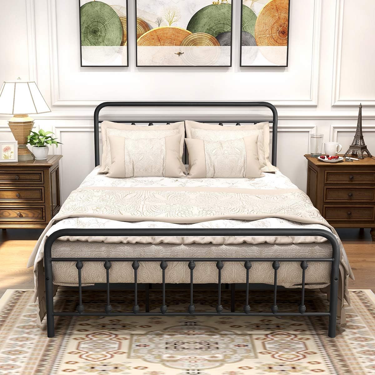 Cama de Metal Tamaño Queen, con espacio de almacenamiento bajo la cama