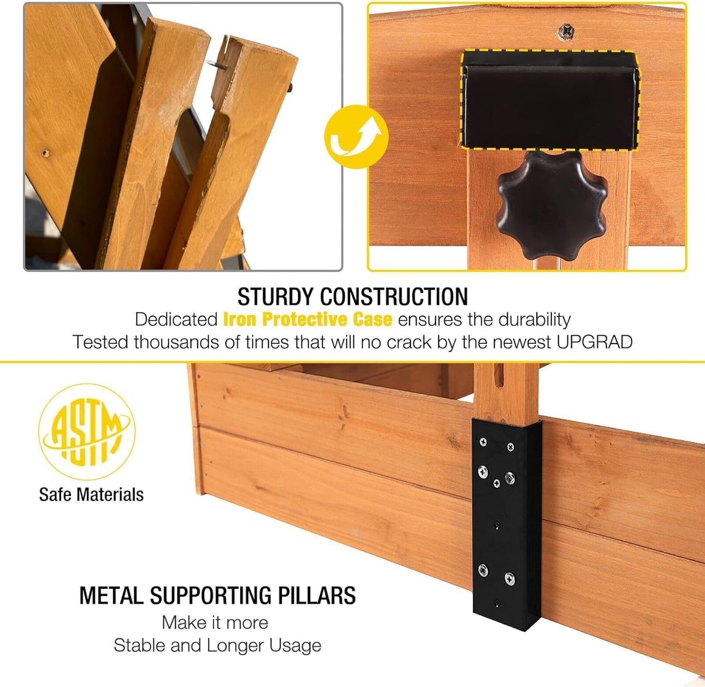 Caja de arena plegable para hasta 4 niños 120×120×132 cm con cubierta y bancos – Aivituvin