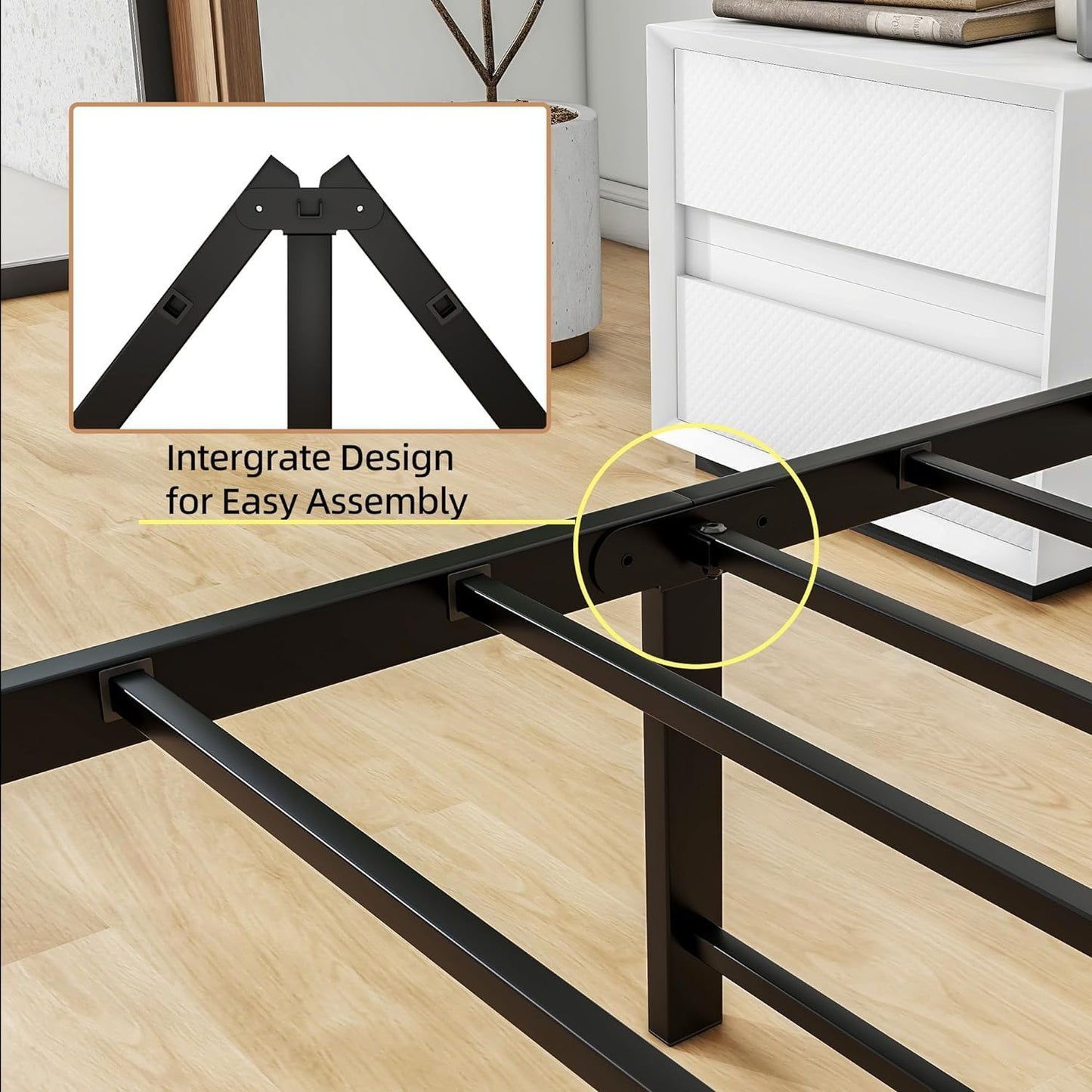 Cama de Metal Tamaño Queen, con espacio de almacenamiento bajo la cama