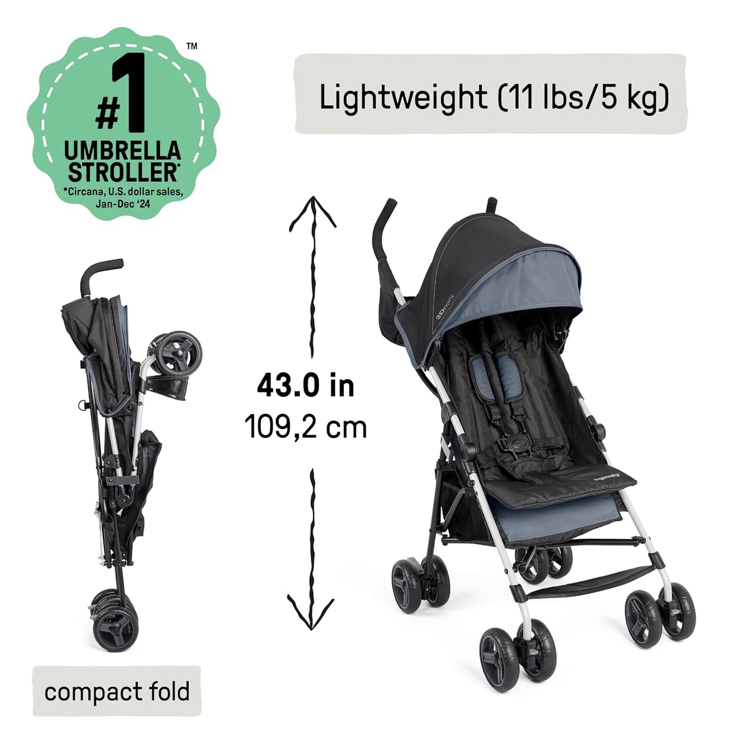 Coche ultraligero de conveniencia, reclinable, con toldo Ingenuity Mini