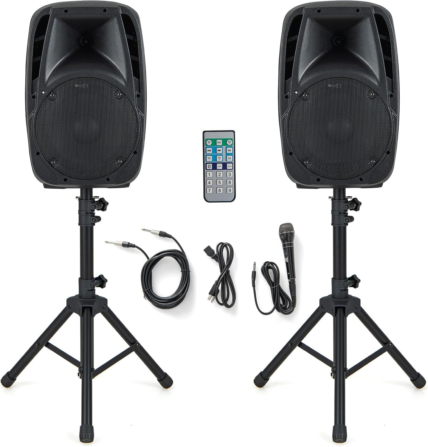 Sistema de altavoces PA 150W RMS con altavoz activo + pasivo 30×27×42 cm – Costzon