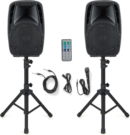 Sistema de altavoces PA 150W RMS con altavoz activo + pasivo 30×27×42 cm – Costzon