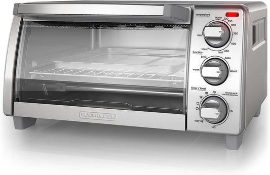 Horno de conveccion, Horno tostador de 4 rebanadas de acero inoxidable. Black + Decker