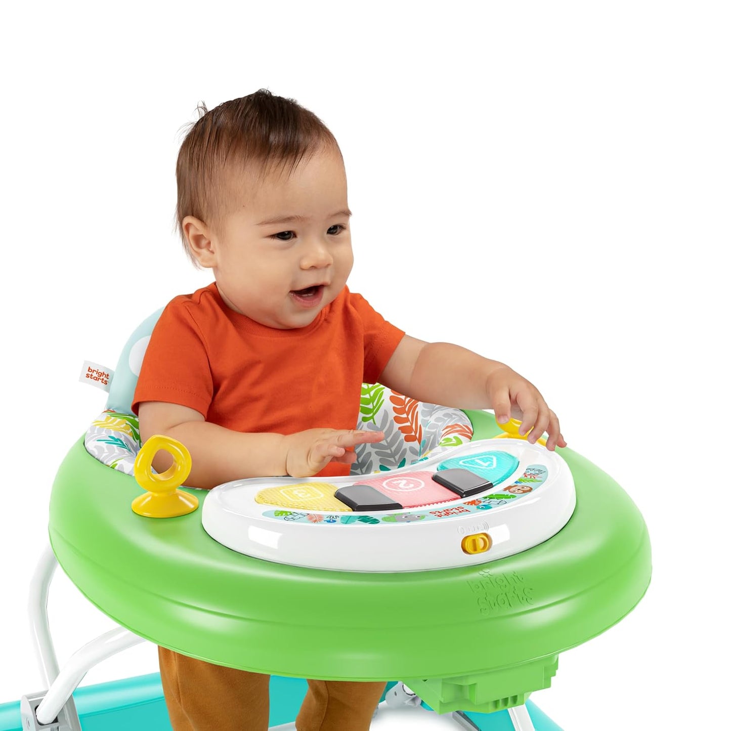 Caminadora para bebés 2-en-1 Tiny Trek Jungle Vines, altura ajustable y piano desmontable – Bright Starts