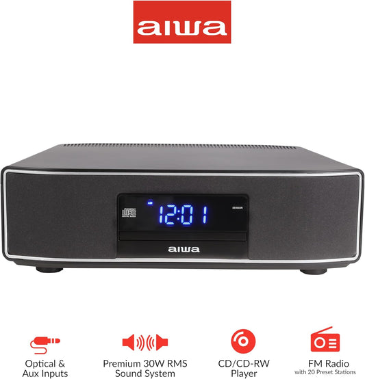 Parlante de 30 W, con bluetooth, reproductor de CD´s, entrada óptica y radio FM. AIWA Exos Home Speaker
