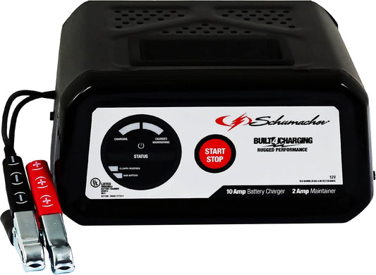 Cargador y mantenedor eléctrico para baterías de carros, motos y camiones. Schumacher