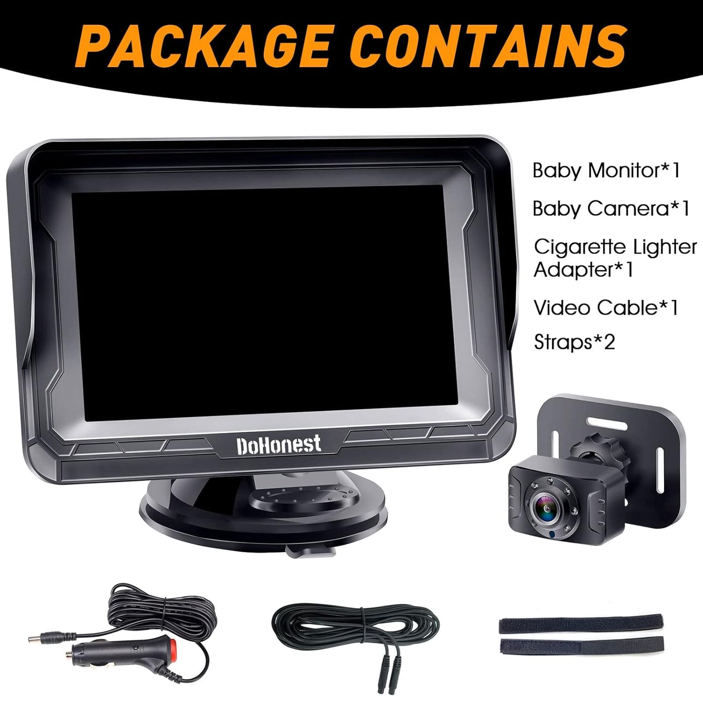 Cámara de Carro para Bebé 1080P – Monitor con Visión Nocturna para Silla Trasera. DoHonest