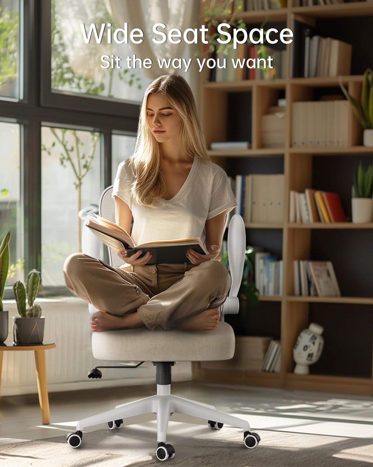 Silla de Escritorio, Ergonómica – Apoyabrazos Abatibles & Lumbar Ajustable