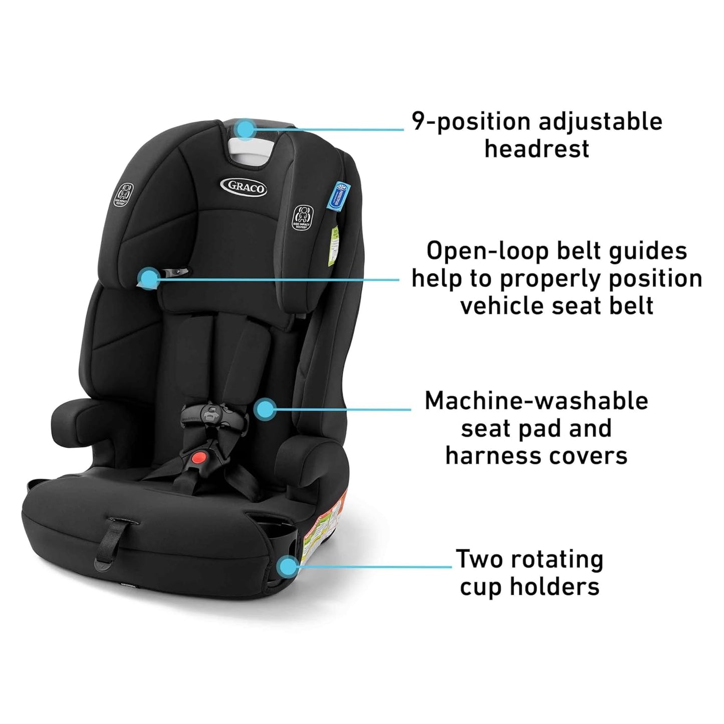 Silla de carro para Bebés Graco Tranzitions 3-en-1  – de arnés a respaldo alto y sin respaldo